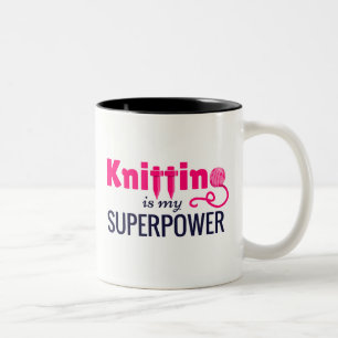 Knitting is Mijn Superpower in Roze Tweekleurige Koffiemok