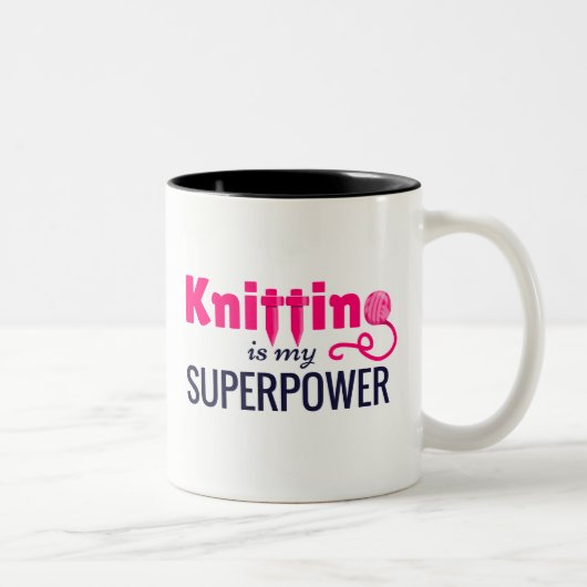 Knitting is Mijn Superpower in Roze Tweekleurige Koffiemok (Rechts)