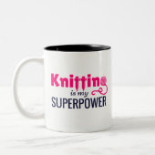 Knitting is Mijn Superpower in Roze Tweekleurige Koffiemok (Links)