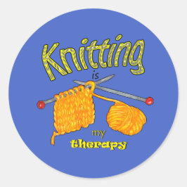 Knitting is mijn therapie, Knitting lover Ronde Sticker