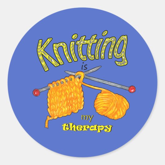Knitting is mijn therapie, Knitting lover Ronde Sticker (Voorkant)