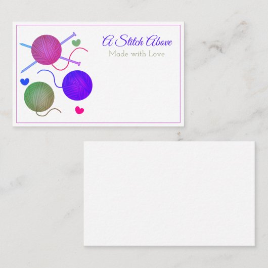 Knitting/kleurrijk Visitekaartje (Voorkant / Achterkant)