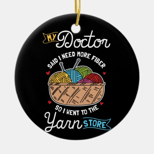 Knitting Knitter Keramisch Ornament (Voorkant)