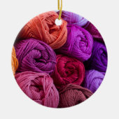 Knitting, Kroeskleurige garen Keramisch Ornament (Voorkant)