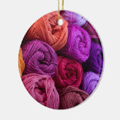 Knitting, Kroeskleurige garen Keramisch Ornament (Links)