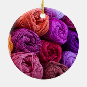 Knitting, Kroeskleurige garen Keramisch Ornament