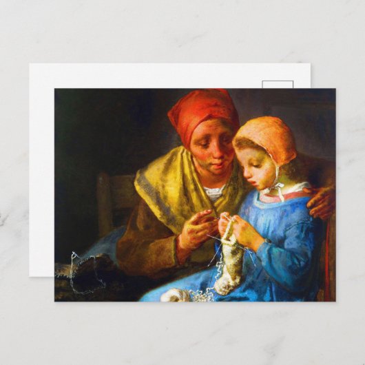 Knitting les van Jean-François Millet Briefkaart (Voorkant / Achterkant)