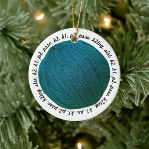 Knitting Lingo ・ Blauwgroen Yarn Ball Crafts Keramisch Ornament