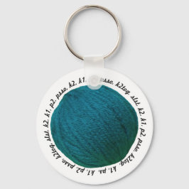 Knitting Lingo Yarn Ball Blauwgroen Sleutelhanger