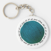 Knitting Lingo Yarn Ball Blauwgroen Sleutelhanger (Voorkant)