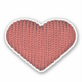 Knitting Love Red Heart Sticker