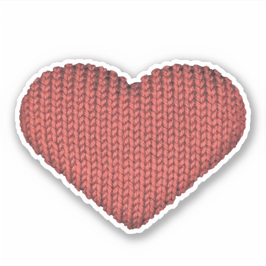 Knitting Love Red Heart Sticker (Voorkant)