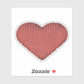Knitting Love Red Heart Sticker (Vel)
