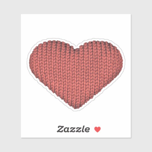 Knitting Love Red Heart Sticker (Vel)