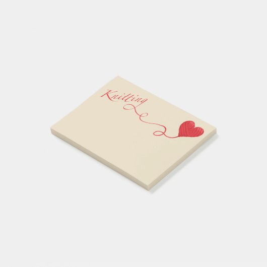 Knitting met hartritme in het rood post-it® notes (Schuin)