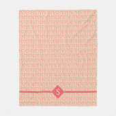 Knitting Needles Crafts Initiaal Coral + Beige Fleece Deken (Voorkant)
