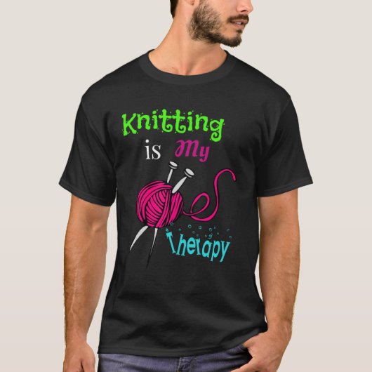 Knitting needles Knitting Is My Therapy T-shirt (Voorkant)
