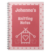 Knitting noten roze harten en schapen notitieboek (Voorkant)