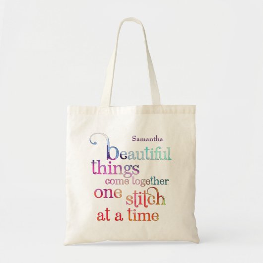 Knitting Nwing Beauful-Waterverf Quote Tote Bag (Voorkant)