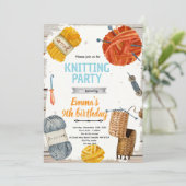 Knitting party invitation kaart (Staand voorkant)