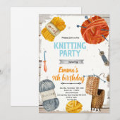 Knitting party invitation kaart (Voorkant / Achterkant)