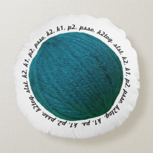 Knitting Pattern Lingo Yarn Ball Blauwgroen Crafts Rond Kussen