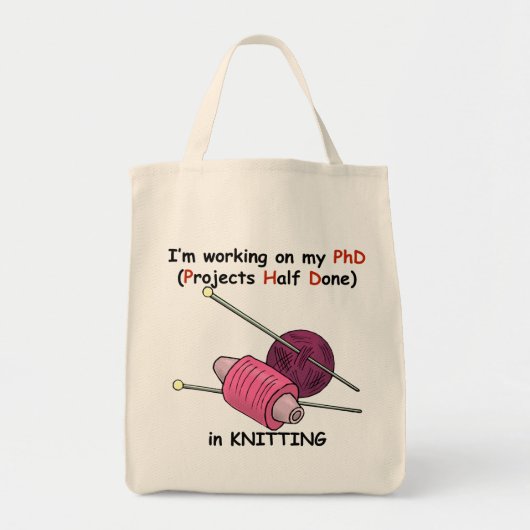 Knitting PhD Tote Bag (Voorkant)