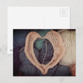 Knitting pink heart-shaped babyknitting postcard briefkaart (Voorkant / Achterkant)
