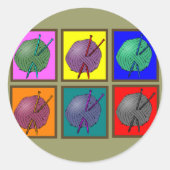 Knitting Popart Gifts Ronde Sticker (Voorkant)