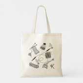Knitting Project Hand Drawn Pattern Tote Bag (Achterkant)