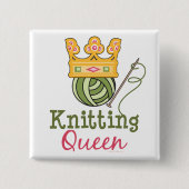 Knitting Queen Button (Voorkant)