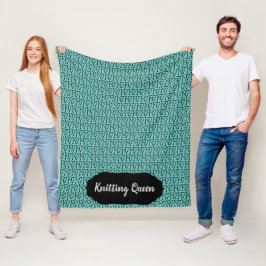 Knitting Queen Needles Pattern +Label Blauwgroen + Fleece Deken