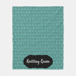Knitting Queen Needles Pattern +Label Blauwgroen + Fleece Deken