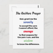 Knitting Serenity Prayer Joke Briefkaart (Voorkant / Achterkant)