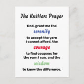 Knitting Serenity Prayer Joke Briefkaart (Voorkant)