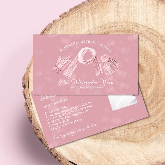 Knitting Sew Crochet Winter Snow Bokeh Visitekaartje