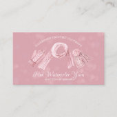 Knitting Sew Crochet Winter Snow Bokeh Visitekaartje (Voorkant)