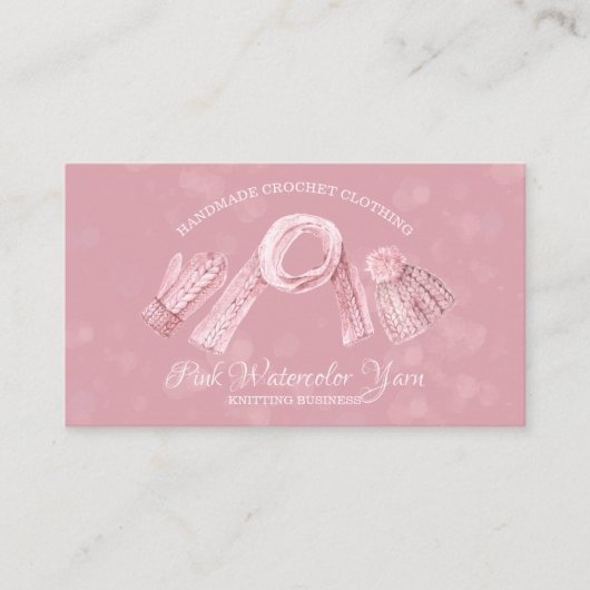 Knitting Sew Crochet Winter Snow Bokeh Visitekaartje (Voorkant)