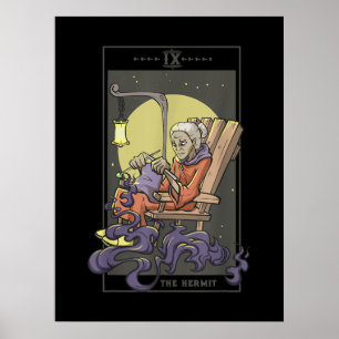 Knitting Sewing Hermit Tarot Kaart Crochet Quiltin Poster