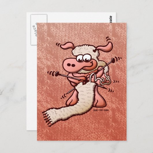 Knitting Sheep Briefkaart (Voorkant / Achterkant)