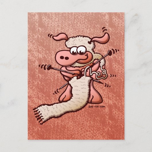 Knitting Sheep Briefkaart (Voorkant)