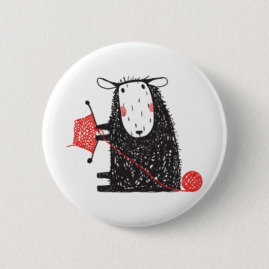 Knitting Sheep Ronde Button 5,7 Cm (Voorkant)