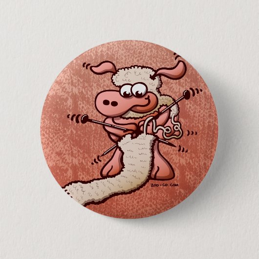 Knitting Sheep Ronde Button 5,7 Cm (Voorkant)