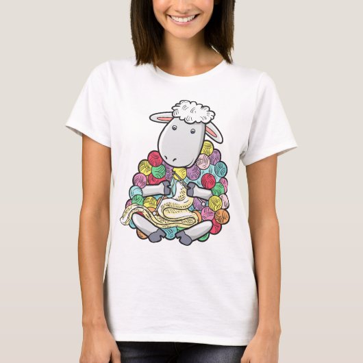 Knitting Sheep Yarn Sheepherders Farmer Wool T-shirt (Voorkant)