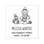 Knitting Snowman in Knitted Hat and Scarf Address Zelfinktende Stempel (Design)