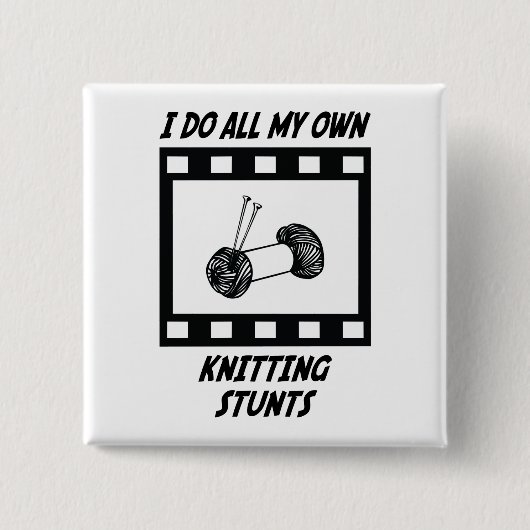 Knitting Stunts Vierkante Button 5,1 Cm (Voorkant)