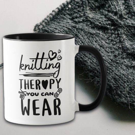 Knitting Therapy You Can Wear Funny Mug Mok