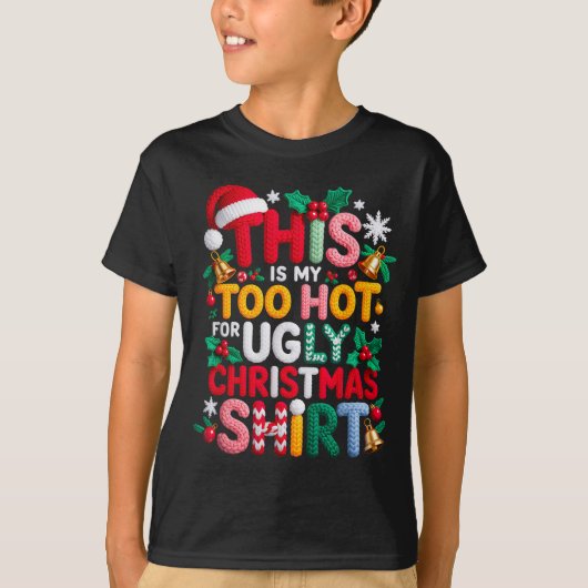 Knitting This Is My It's Too Hot For Ugly Christma T-shirt (Voorkant)