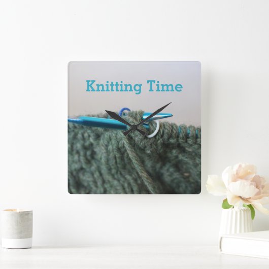 Knitting Time Joke Vierkante Klok (Huis)