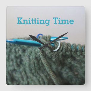 Knitting Time Joke Vierkante Klok